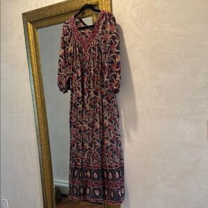 Floral Bohemian Maxi Dress - cotton classic Indian block print- vintage